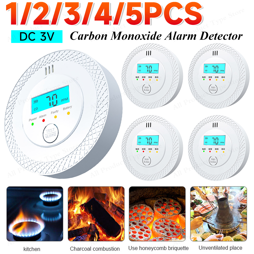 1-5PCS Carbon Monoxide Alarm D - Smoke Detector Interconnected reseña y precio