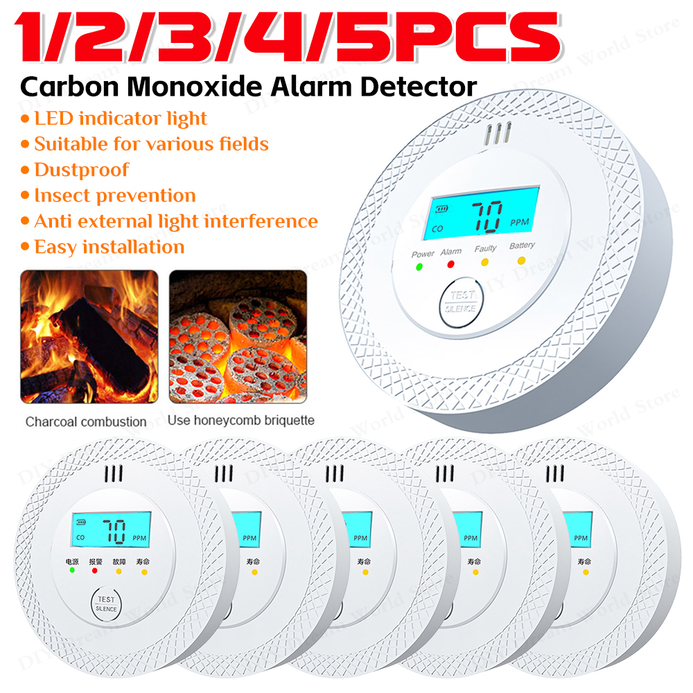 1-5PCS Carbon Monoxide Alarm D - Smoke Detector Interconnected reseña y precio
