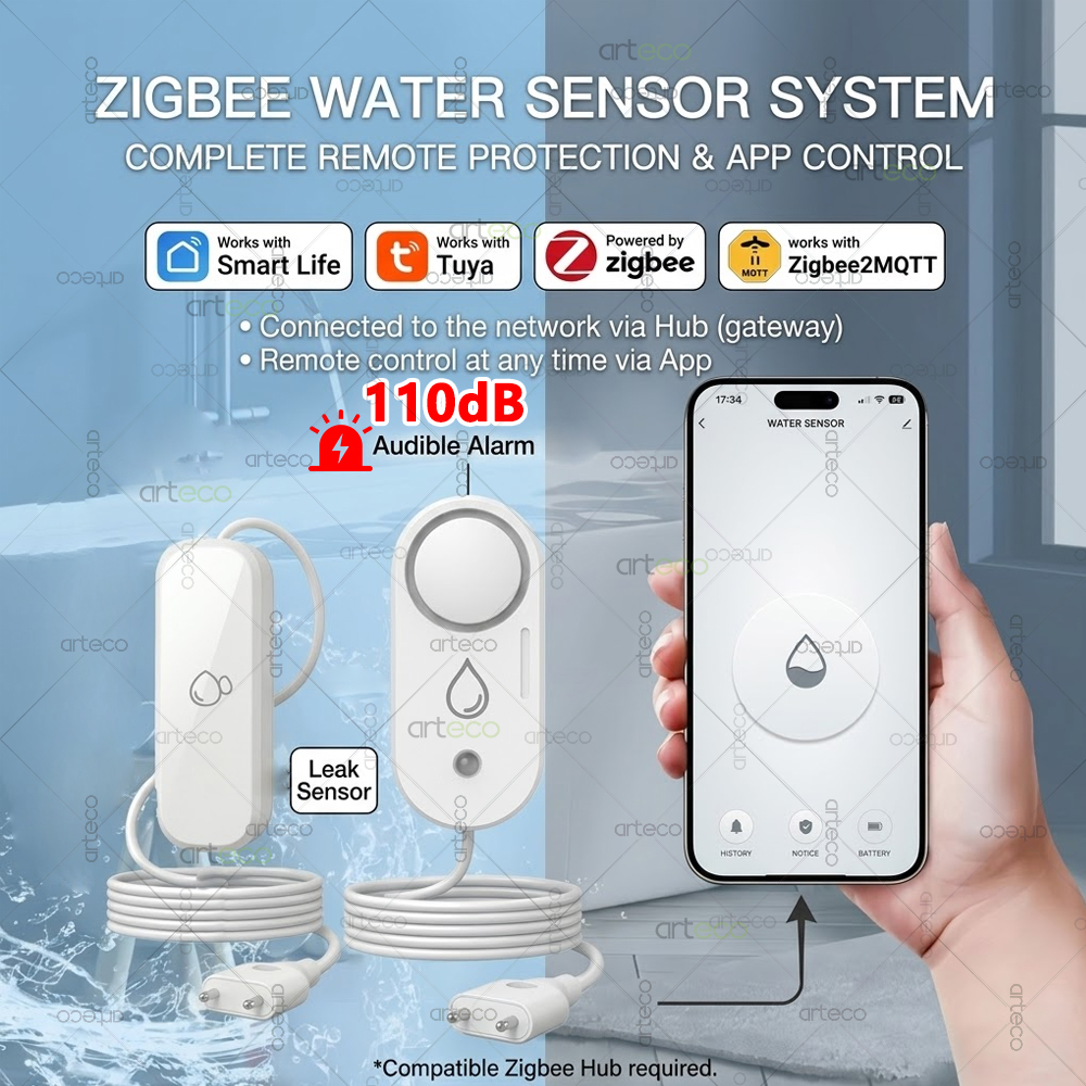 Zigbee Water Leak Sensor Flood - Water Alarm Sensor reseña y precio