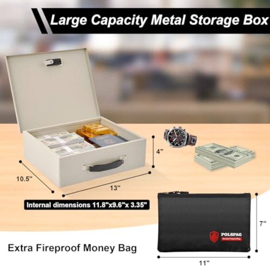 Fireproof Document Box with Ke - Fire Safe Document reseña y precio