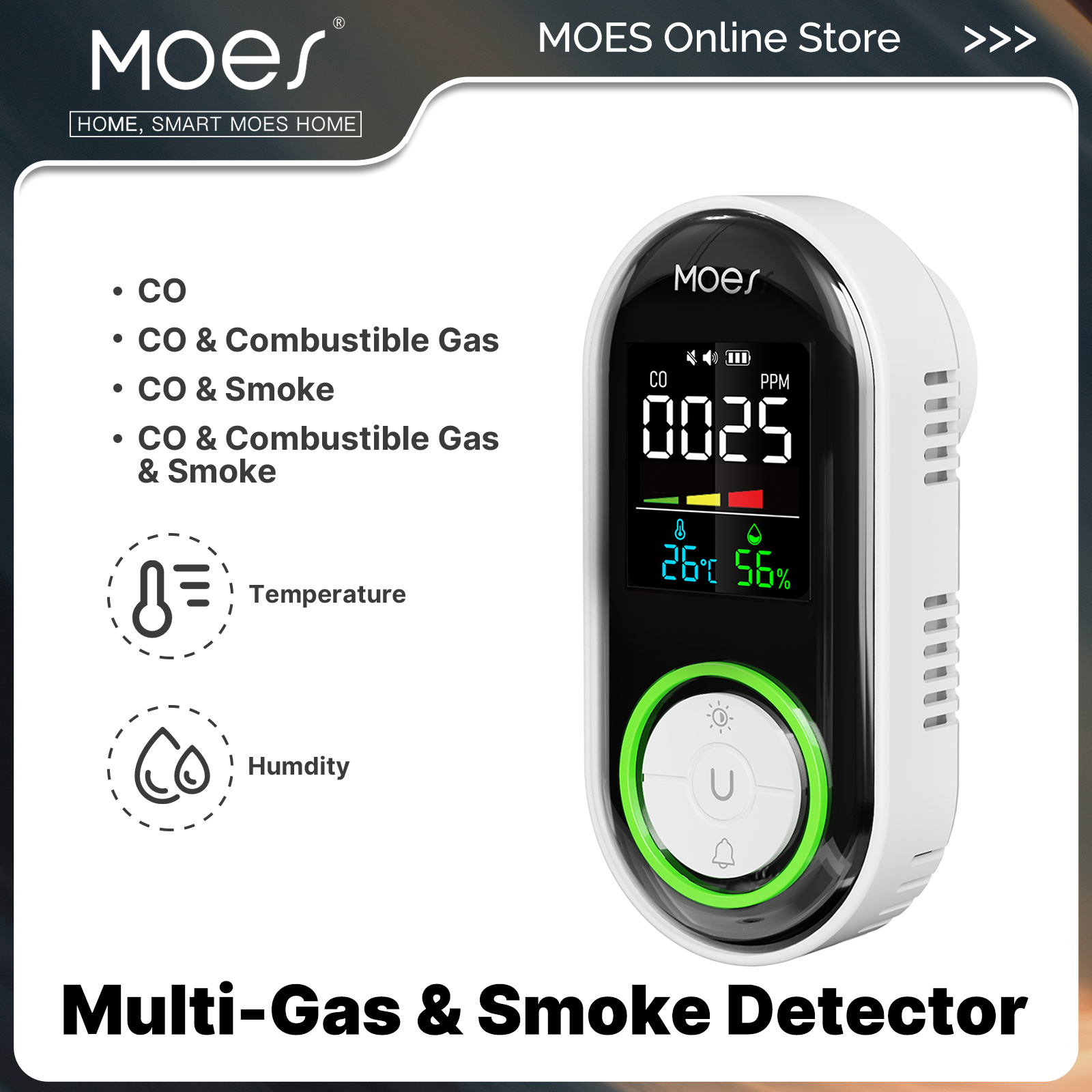 MOES CO Smoke Gas Detector Ala - Co Detector Plug reseña y precio