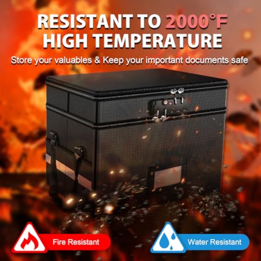 Fireproof Document Box with Lo - Fire Safe Document reseña y precio