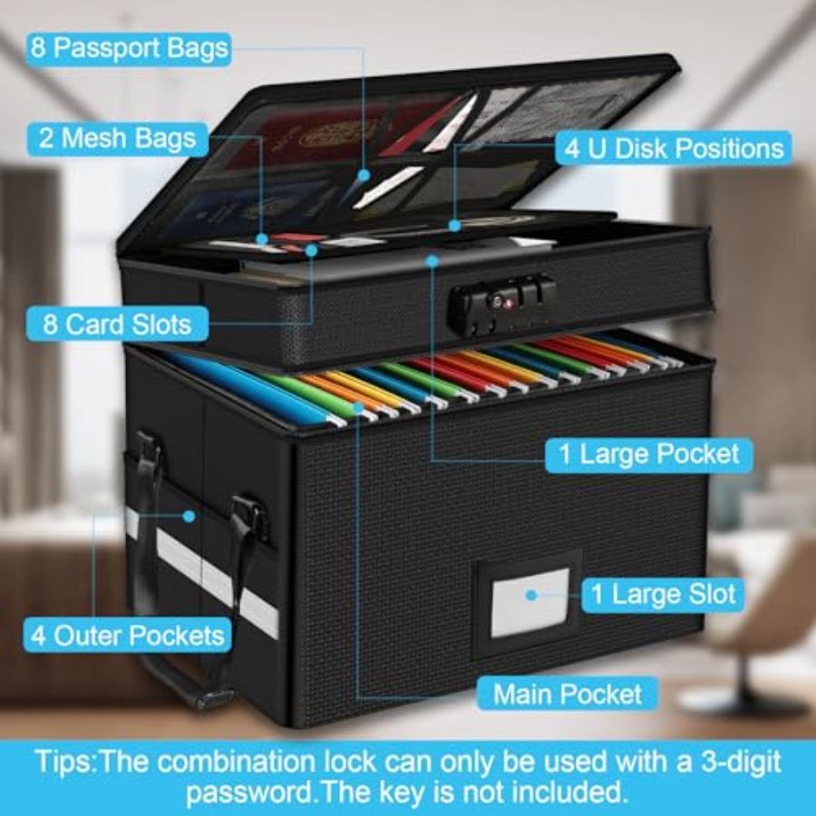 Fireproof Document Box with Lo - Fire Safe Document reseña y precio