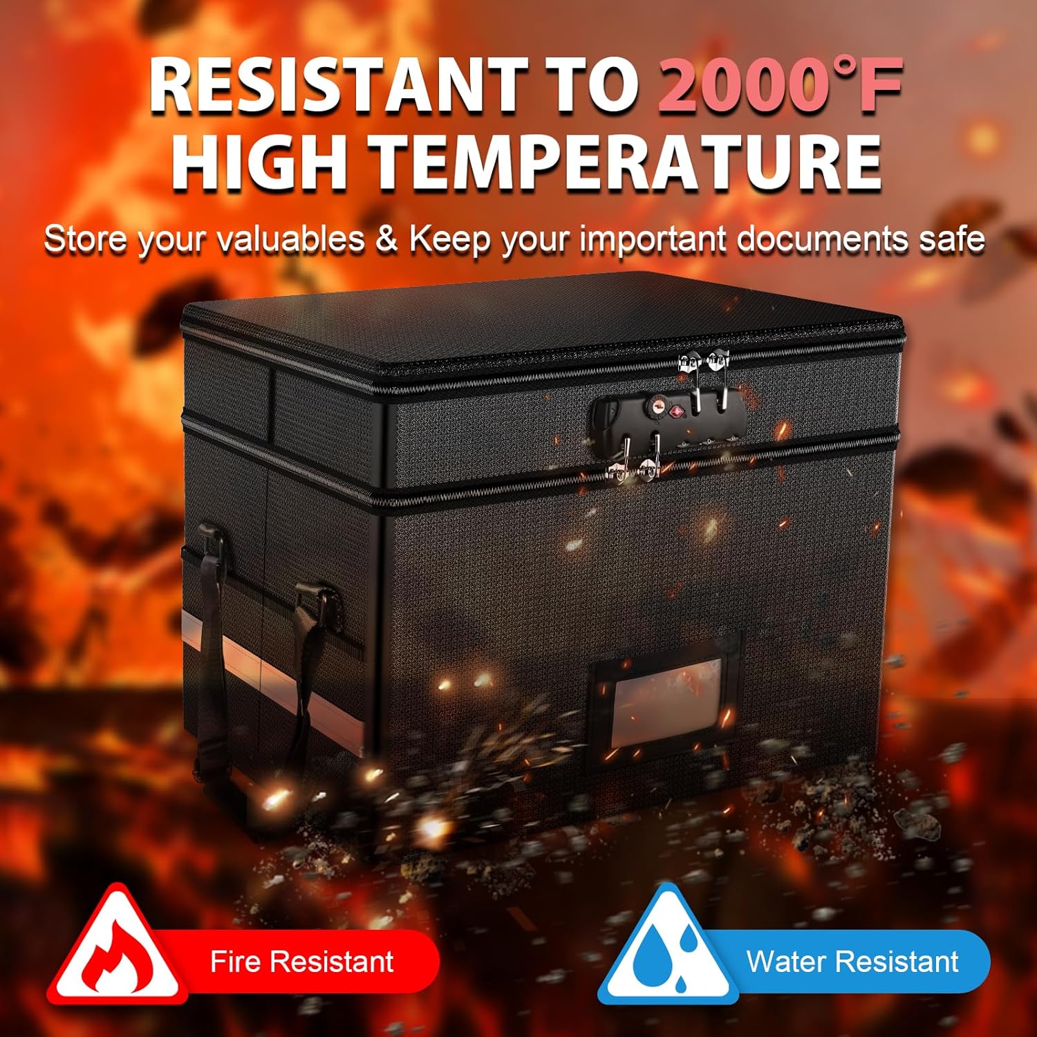 Fireproof Document Box with Lo - Fire Safe Document reseña y precio