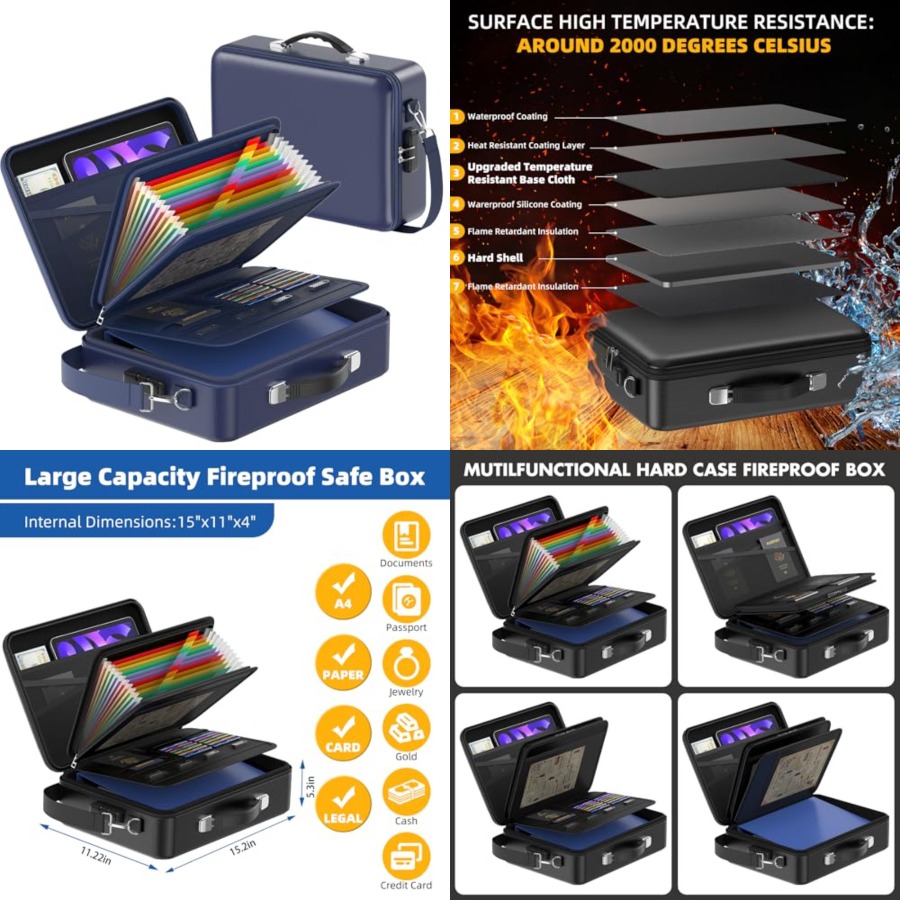 Fireproof Document Box with Lo - Fire Safe Document reseña y precio