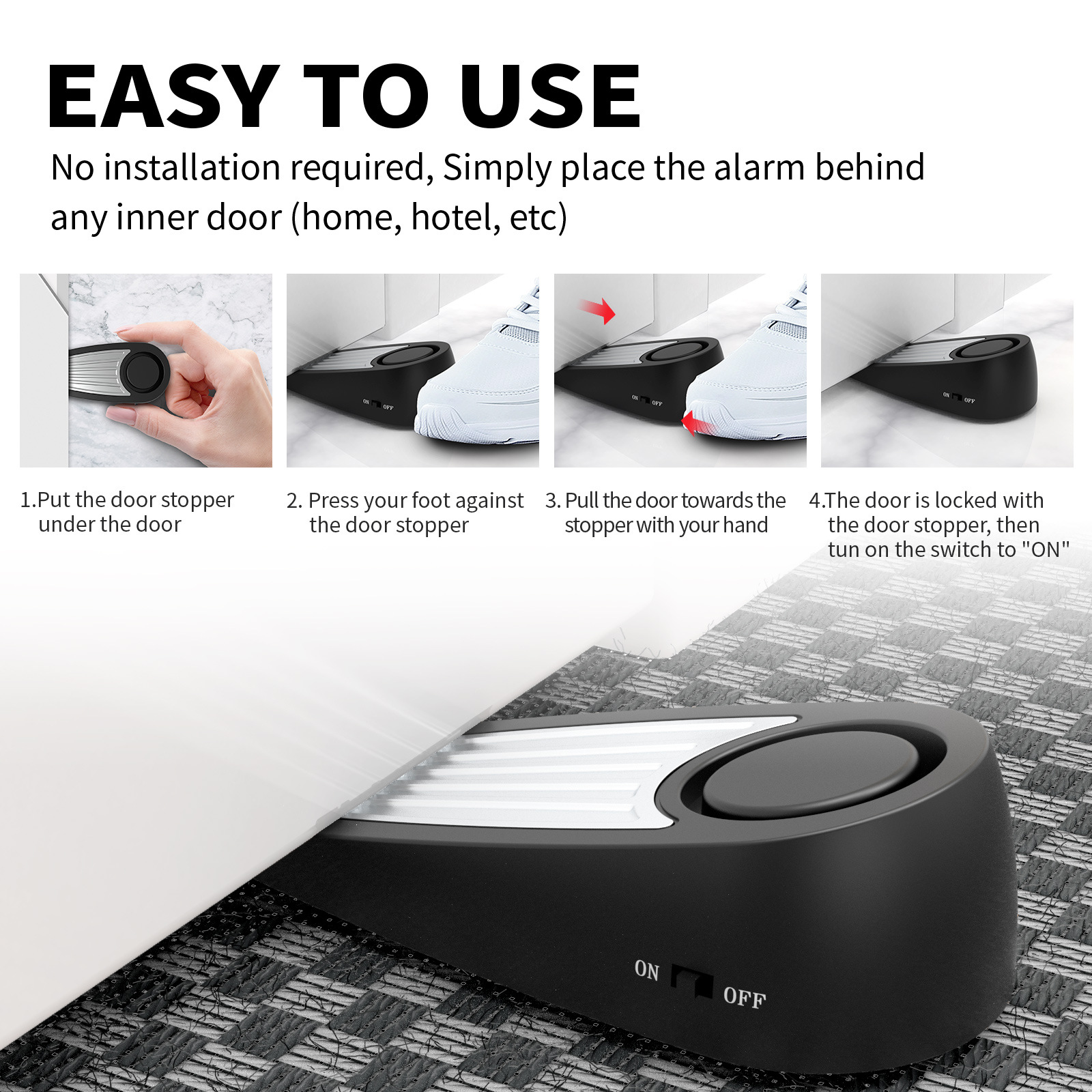 Wireless 130dB Door Stop Alarm - Door Stop Alarm reseña y precio
