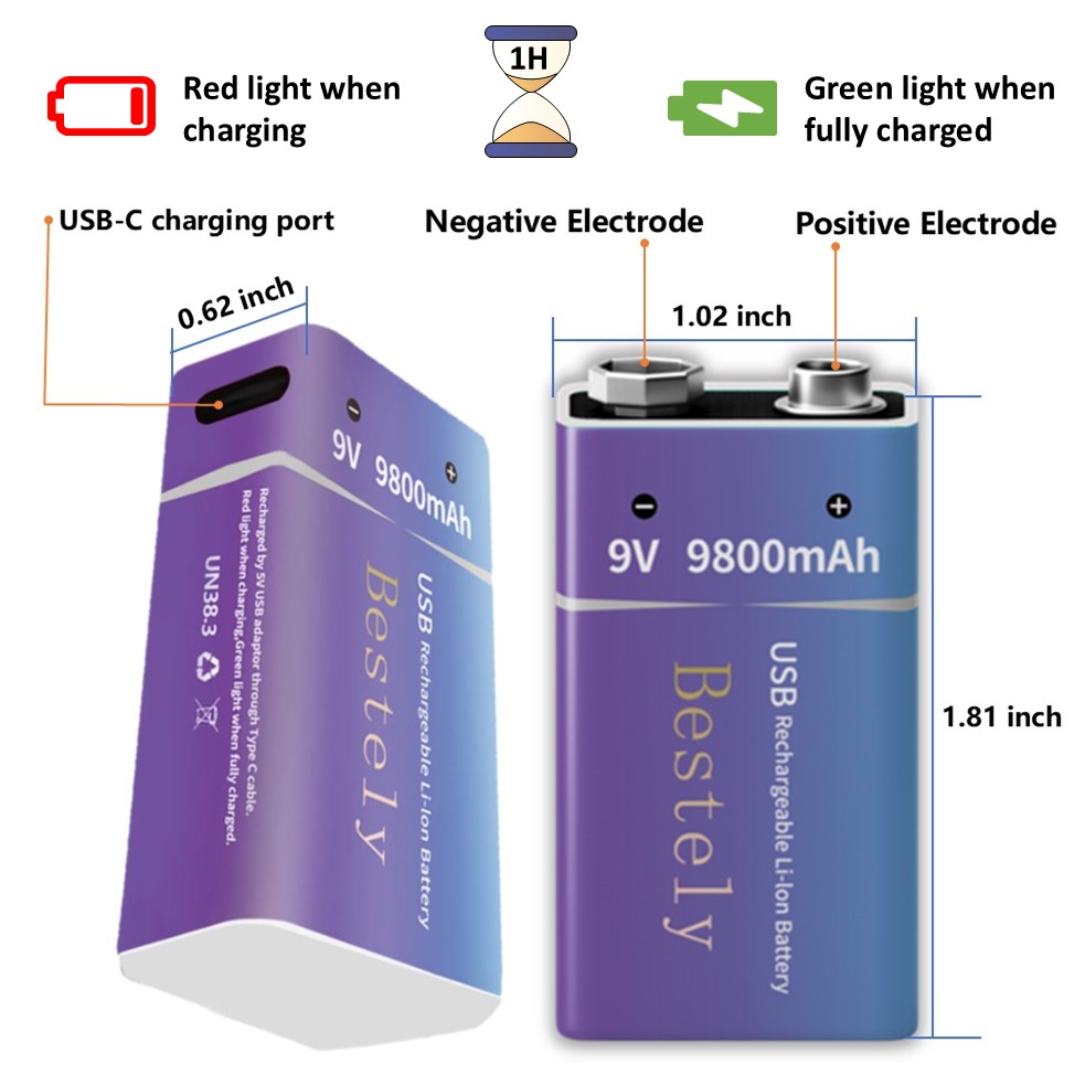 Rechargeable 9V Battery, 9800m - Smoke Detector Interconnected reseña y precio