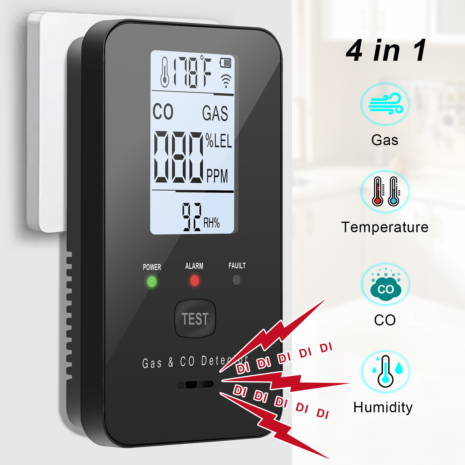 Natural Gas & Carbon Monoxide  - Co Detector Plug reseña y precio