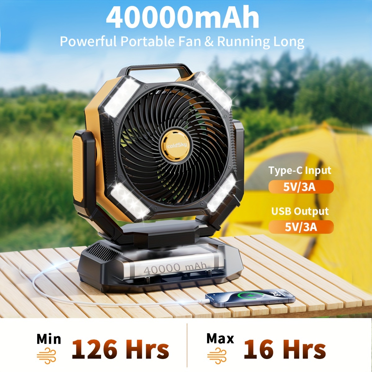 coldSky  Camping Fan, Battery  - Power Outage Light reseña y precio