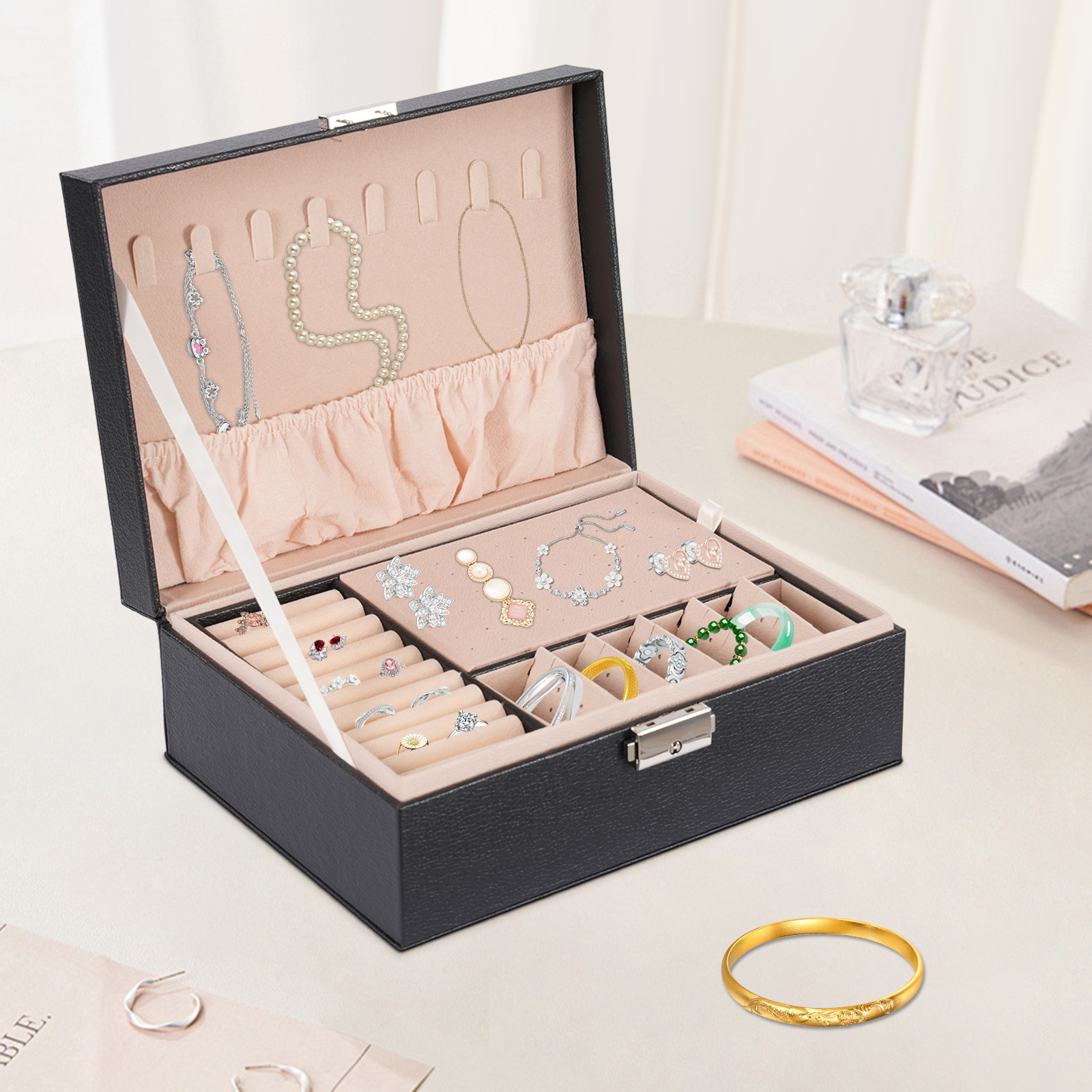 Double-Layer PVC Jewelry Box R - Lockbox Key Secure reseña y precio