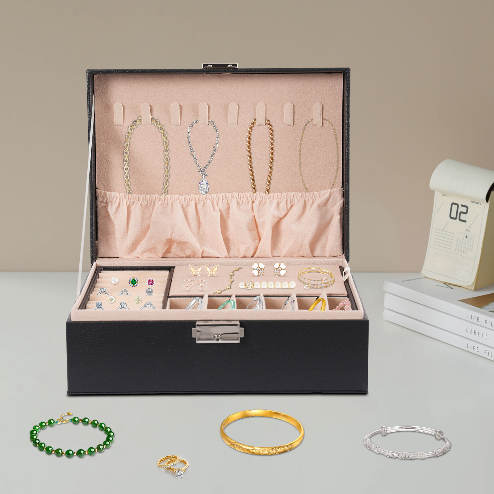 Double-Layer PVC Jewelry Box R - Lockbox Key Secure reseña y precio
