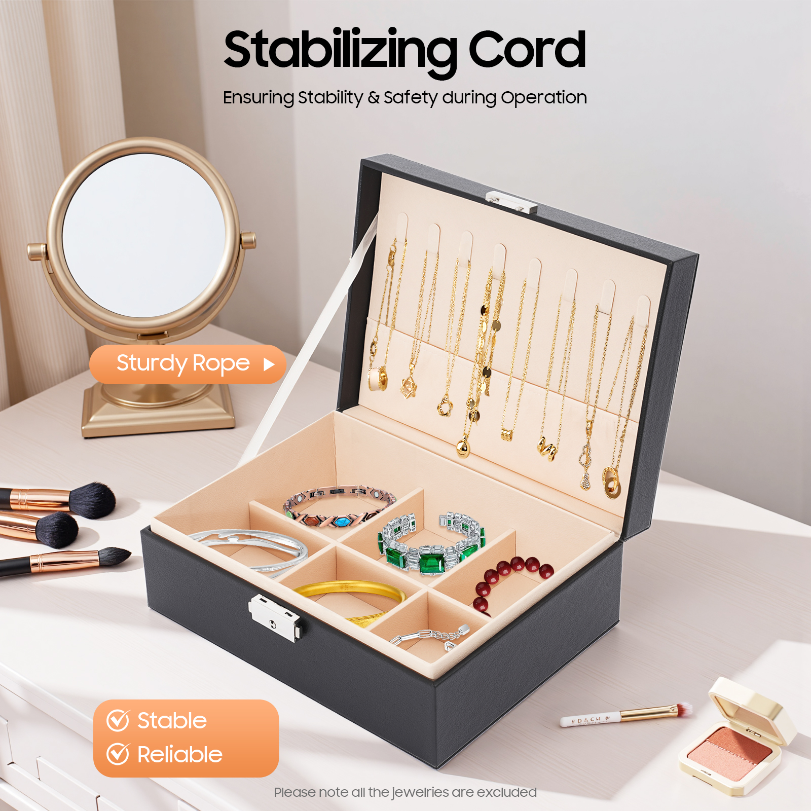 Double-Layer PVC Jewelry Box R - Lockbox Key Secure reseña y precio