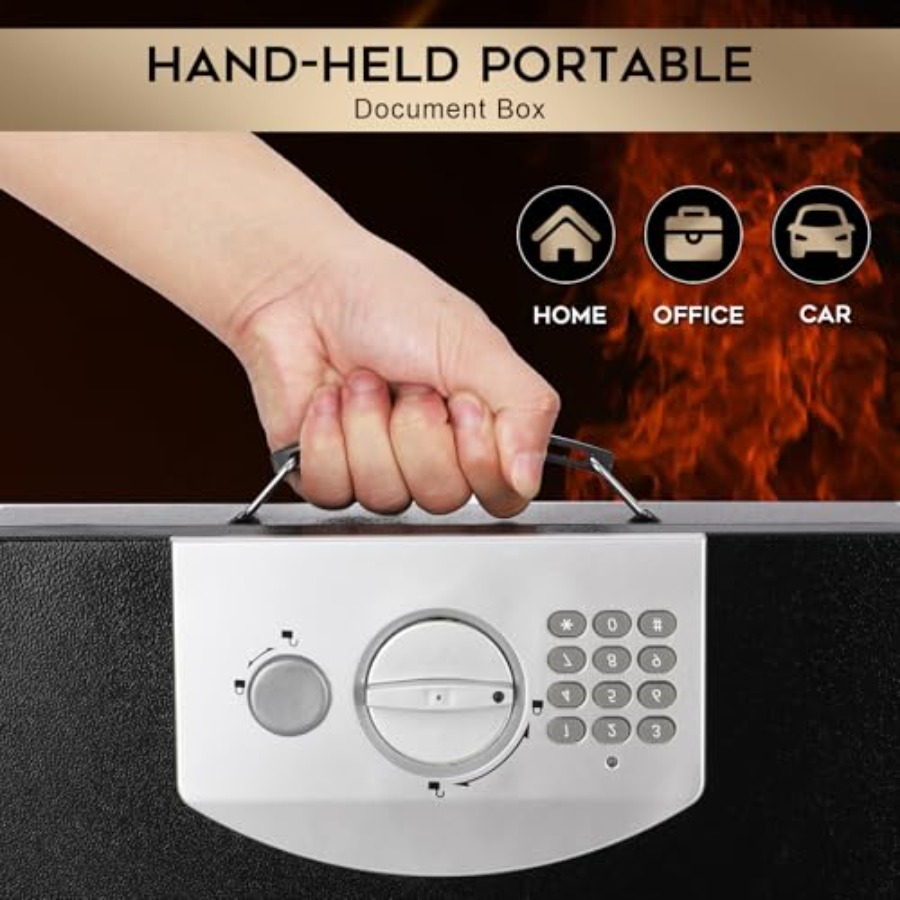 Portable Metal Safe Box with D - Fire Safe Document reseña y precio