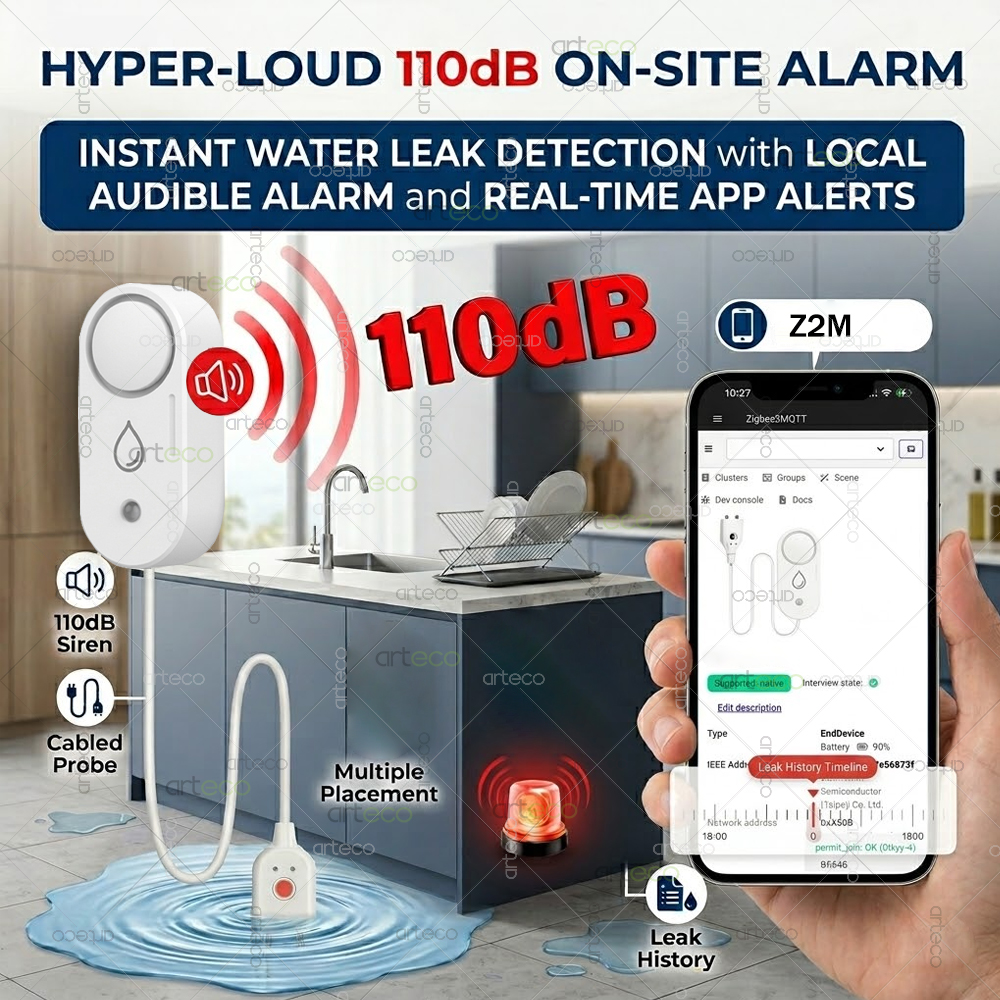 Zigbee Water Leak Detector Sma - Water Alarm Sensor reseña y precio