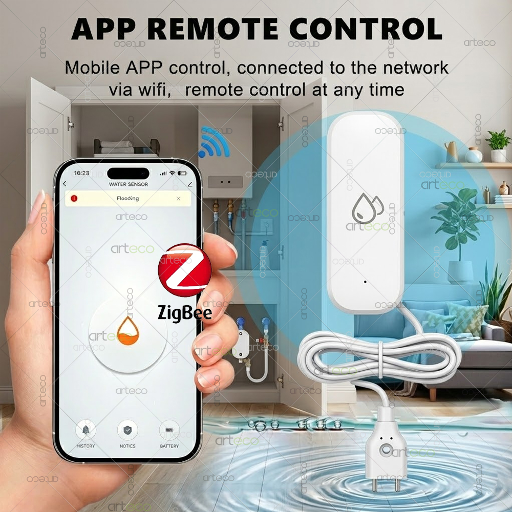 Zigbee Water Leak Detector Sma - Water Alarm Sensor reseña y precio