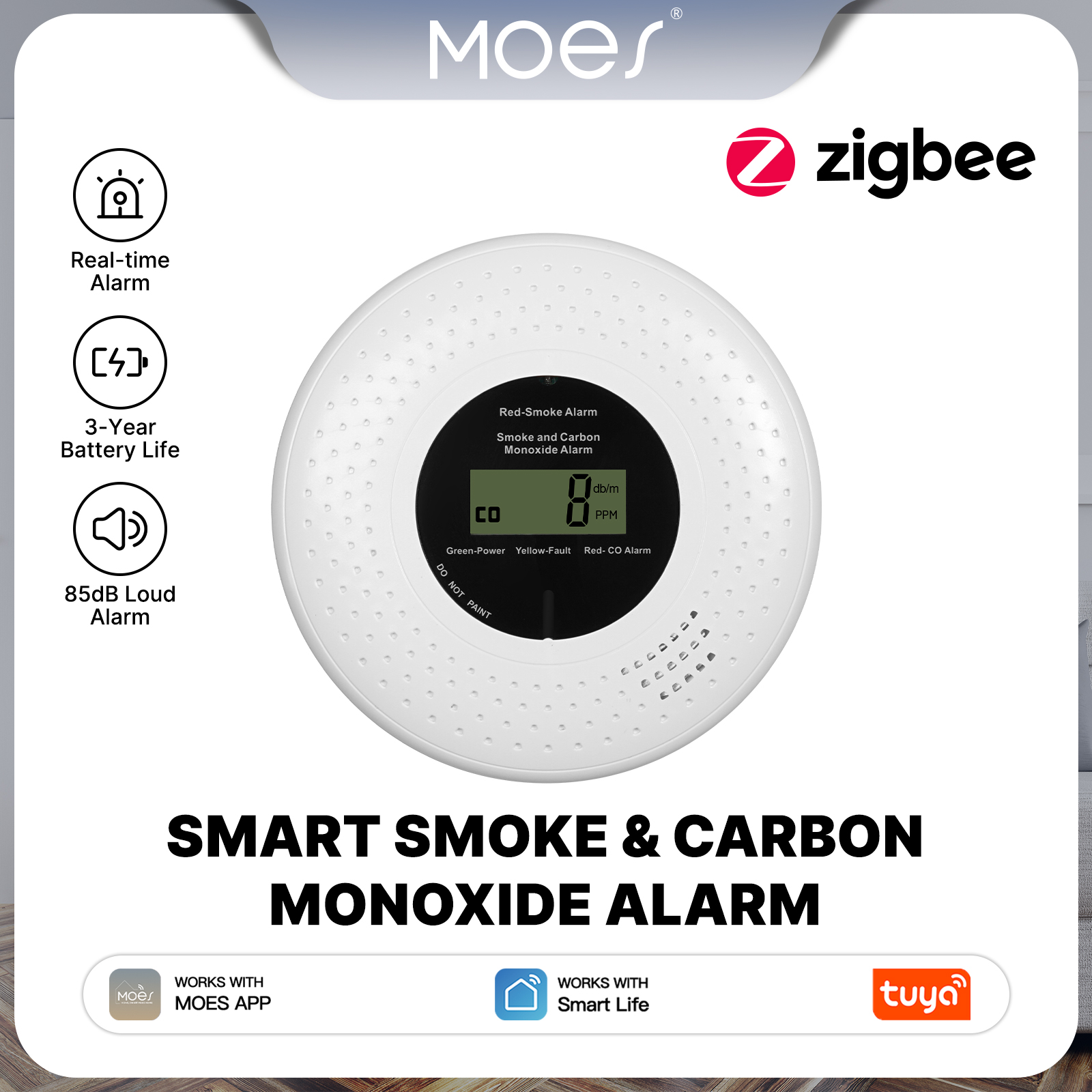 MOES Tuya Zigbee Smart Smoke C - Co Detector Plug reseña y precio