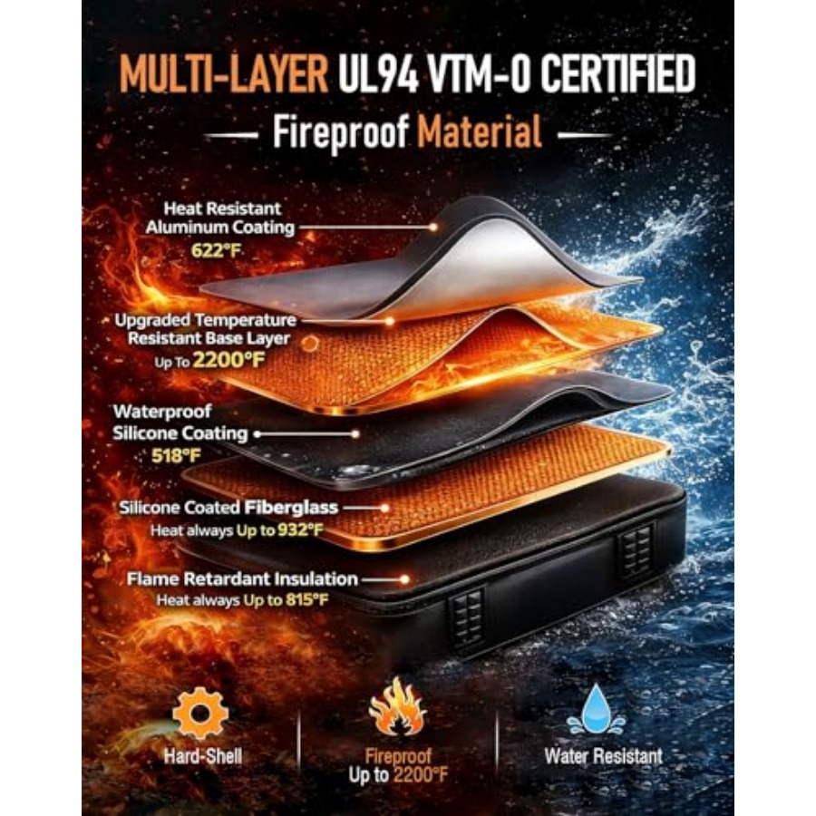 Fireproof Document Box - Hard- - Fire Safe Document reseña y precio
